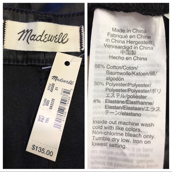 NWT! Madewell 10" High-Rise Skinny Jeans: Coated - Picture 7 of 8